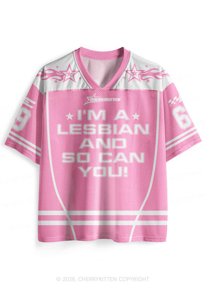 Im A Lesbian And So Can You Pride Y2K Sport Jersey Shirts Cherrykitten