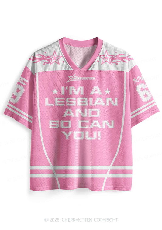 Im A Lesbian And So Can You Pride Y2K Sport Jersey Shirts Cherrykitten