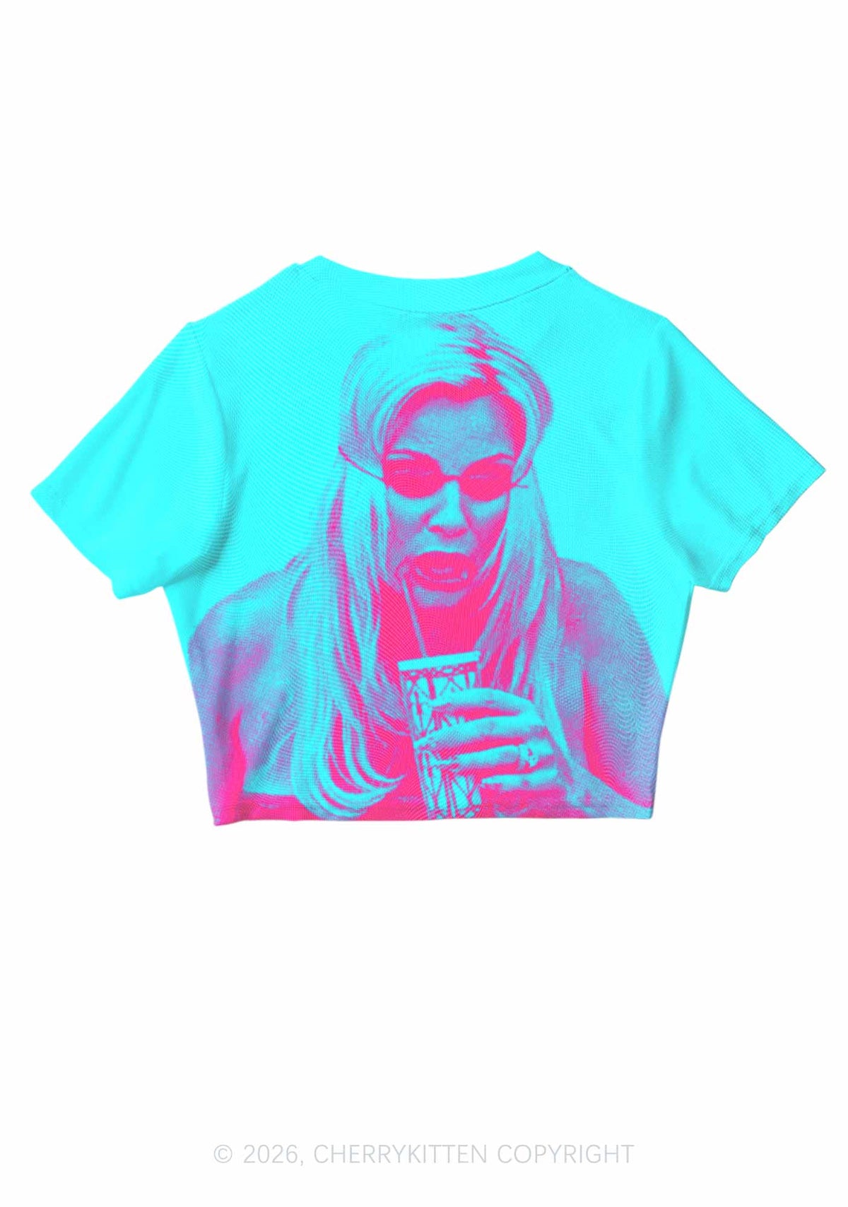 Pink Pixel JC On Mint Y2K Mesh Crop Top Cherrykitten