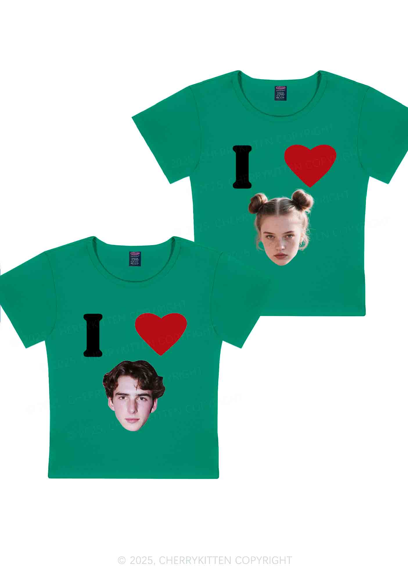 I Love Custom Portrait Y2K Valentine's Day Baby Tee Cherrykitten