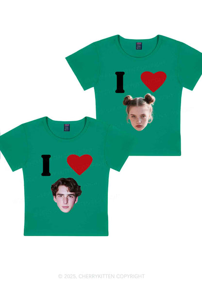I Love Custom Portrait Y2K Valentine's Day Baby Tee Cherrykitten
