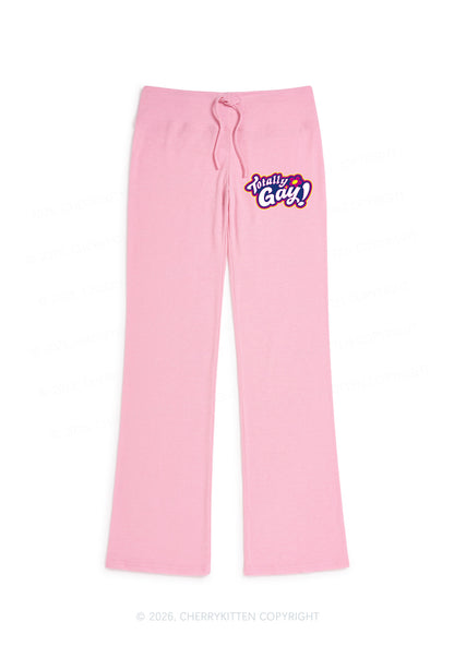 Totally Gay Pride Y2K Low Rise Drawstring Flare Pants Cherrykitten