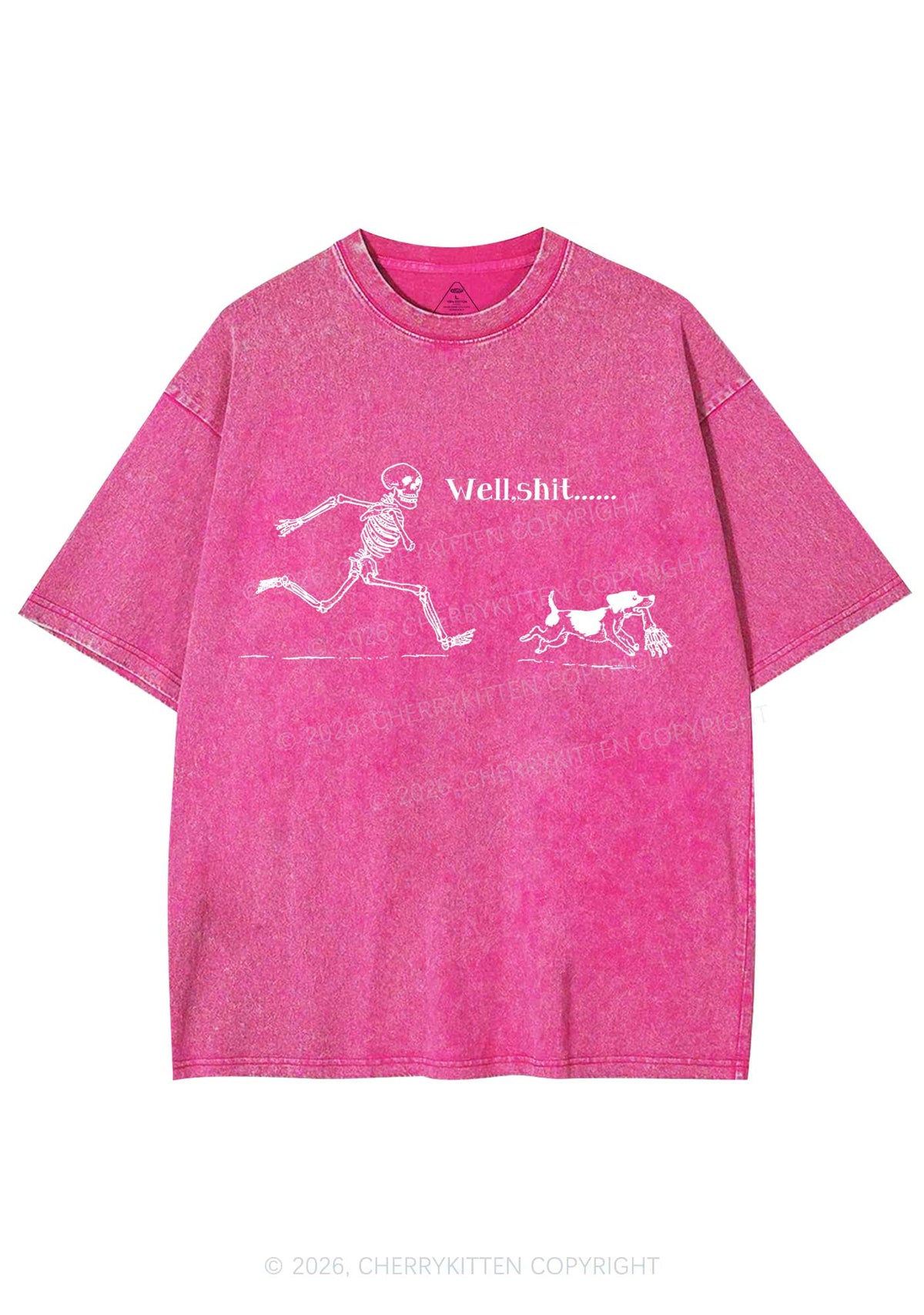 Halloween Skeleton Chase Dog Y2K Shirts Washed Tee Cherrykitten