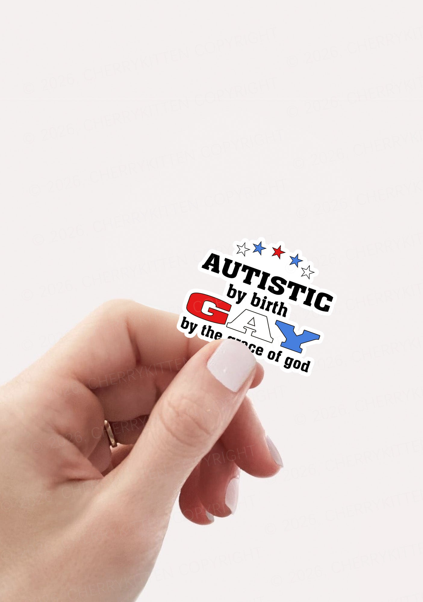 Autistic By Birth Gay Pride 1pc Y2K Sticker Cherrykitten