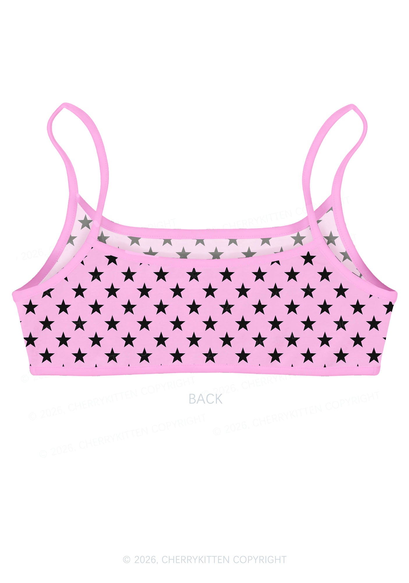 Black Star On Pink Y2K Print Super Crop Cami Cherrykitten