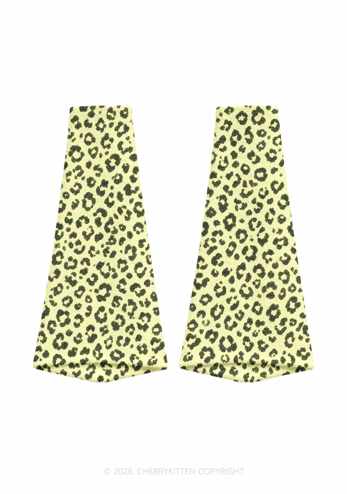 Light Yellow Leopard Y2K Print Fuzzy Flared Leg Warmers Cherrykitten