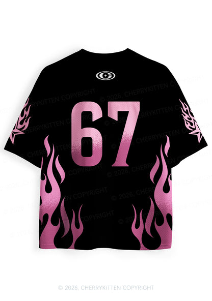 Custom Photos Pink Flame I Love My GF BF Y2K Sport Jersey Shirts Cherrykitten