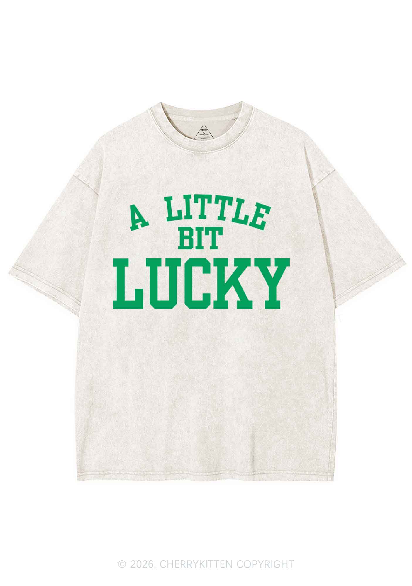 A Little Bit Lucky St Patricks Y2K Shirts Washed Tee Cherrykitten