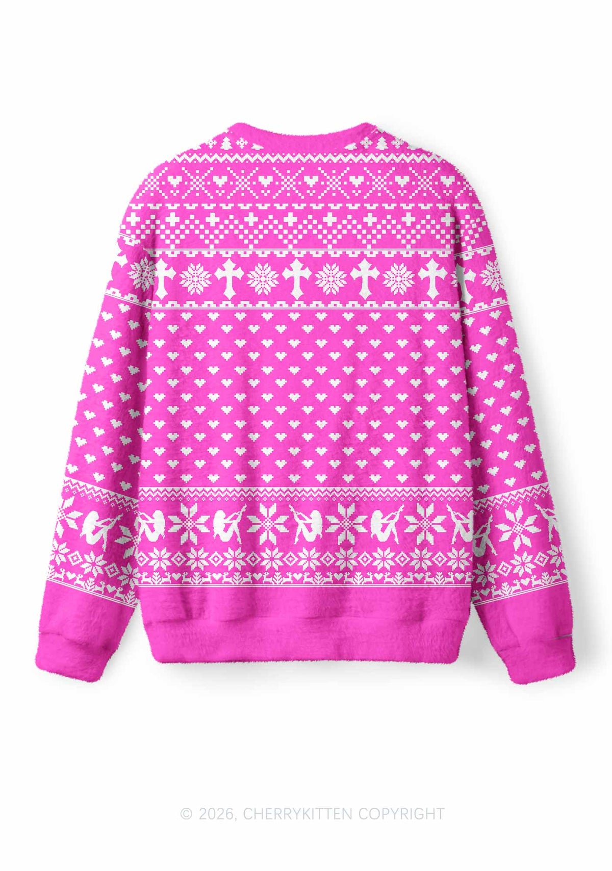Pink Cxxt Y2K Christmas Knit Sweatshirt Cherrykitten