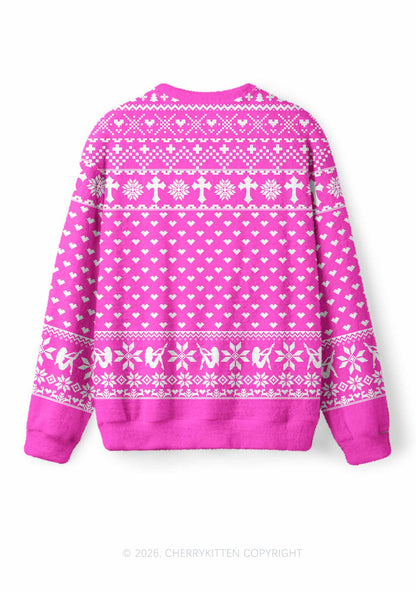 Pink Cxxt Y2K Christmas Knit Sweatshirt Cherrykitten