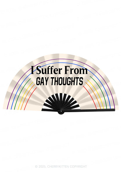 I Suffer From Gay Thoughts Pride Y2K Rave Hand Fan Cherrykitten