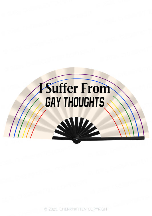 I Suffer From Gay Thoughts Pride Y2K Rave Hand Fan Cherrykitten