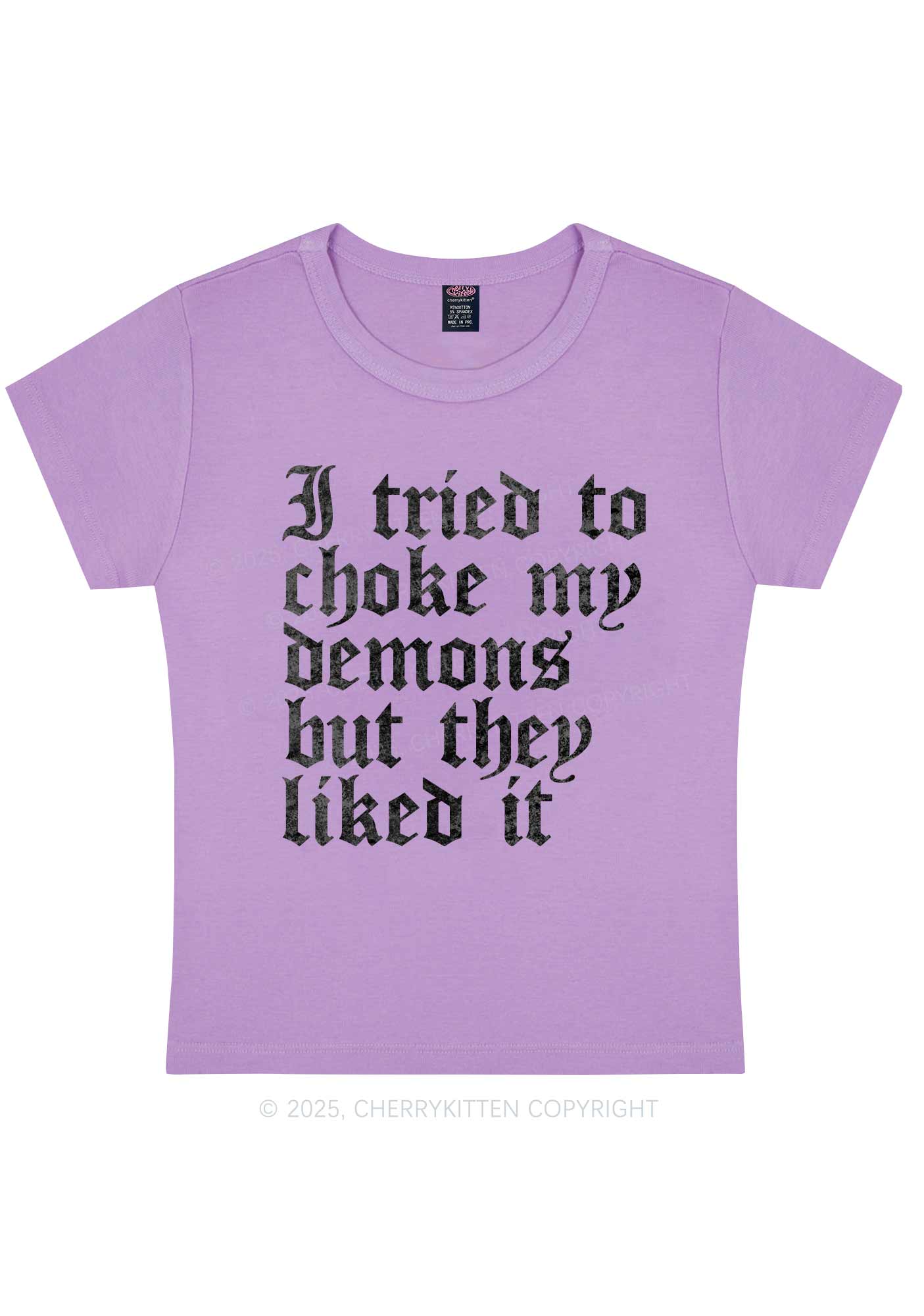 Halloween Choke Demons They Liked Y2K Baby Tee Cherrykitten