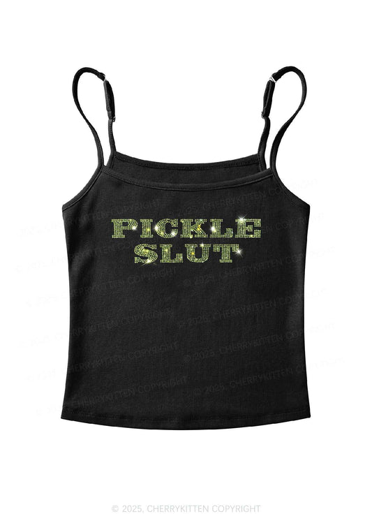 Rhinestone Pickle Slxt Y2K Spaghetti Strap Cami Cherrykitten