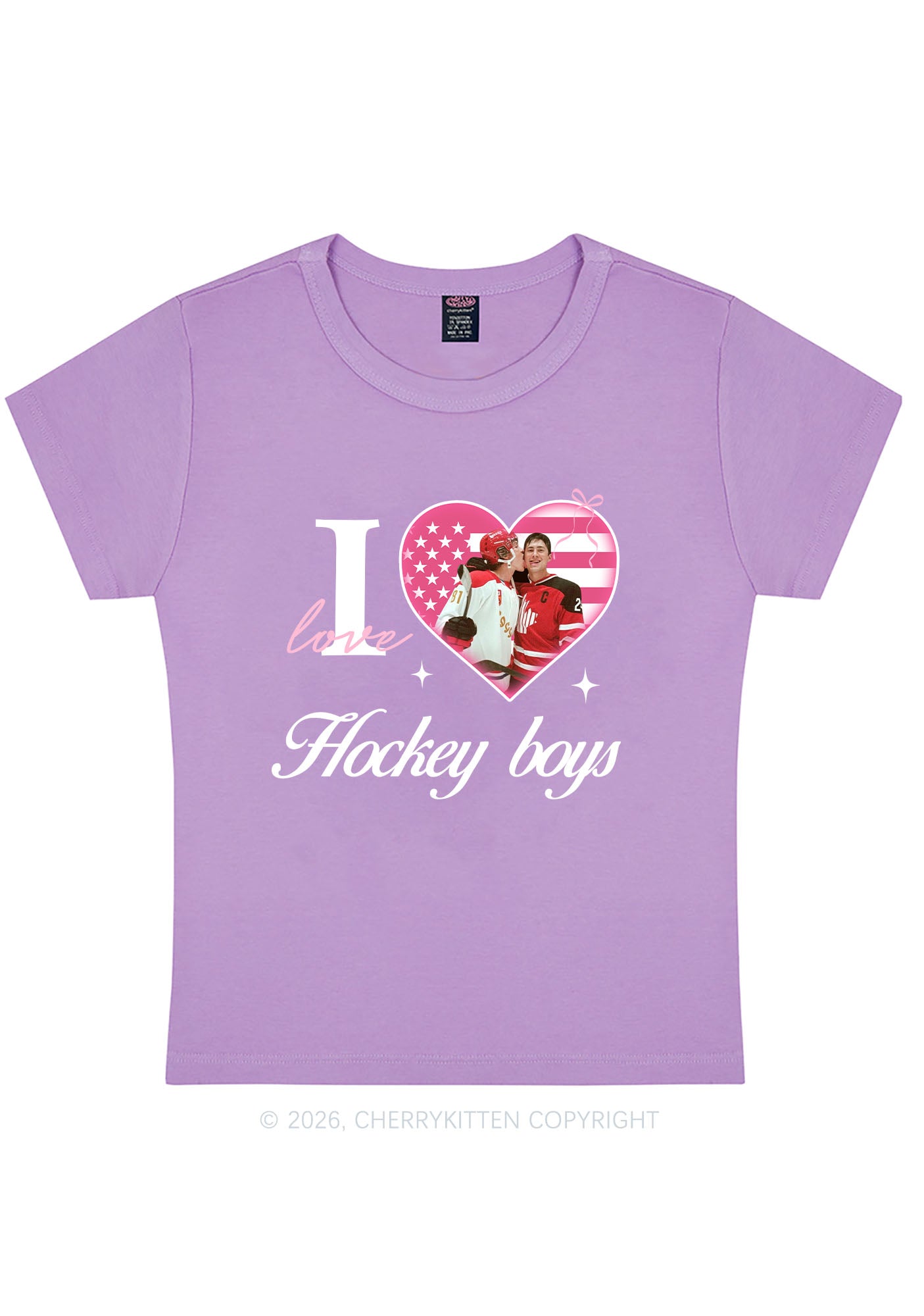 I Love US Hockey Boys HR Y2K Baby Tee Cherrykitten