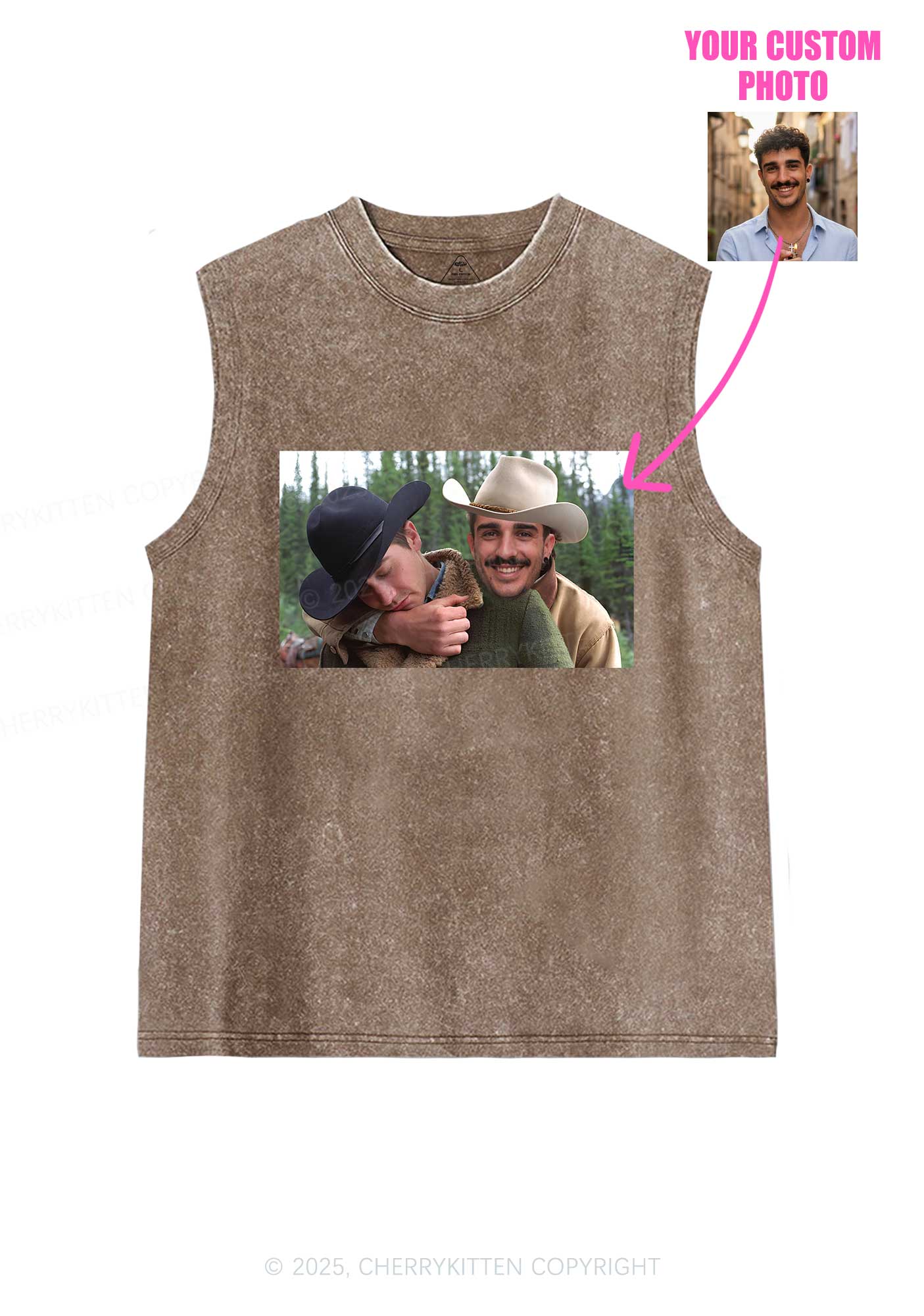 Custom Gay Cowboy Pride Y2K Washed Muscle Tank Cherrykitten