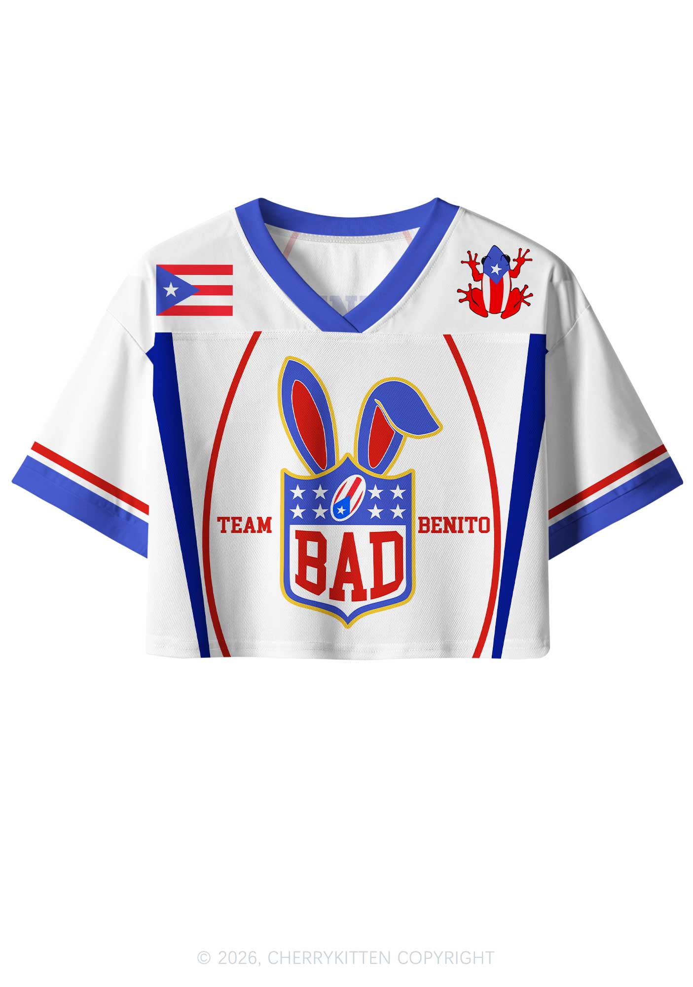 White Football Bunny Y2K Crop Sport Jersey Shirts Cherrykitten