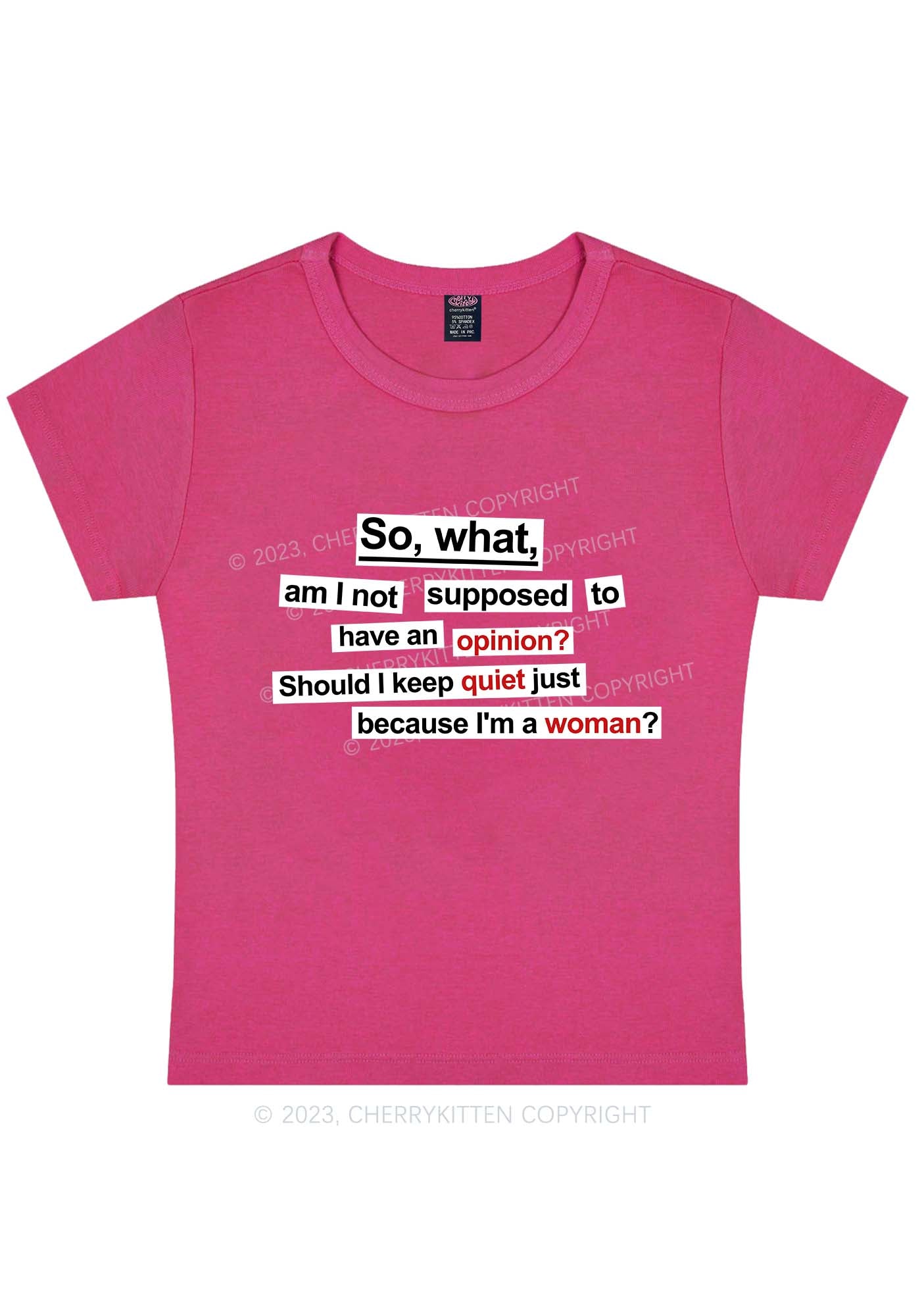 Curvy Opinion Quiet Woman Y2K Baby Tee Cherrykitten