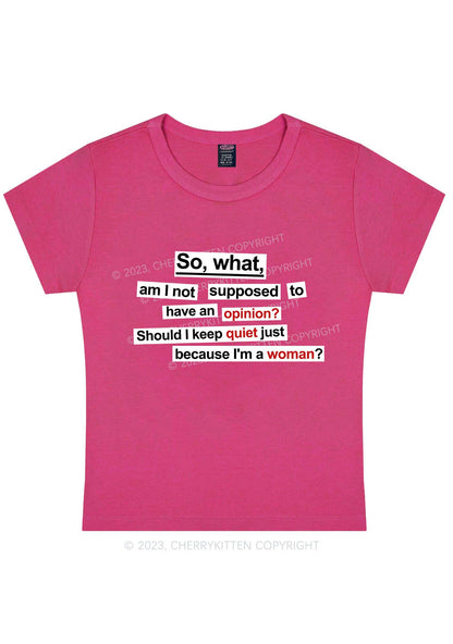 Curvy Opinion Quiet Woman Y2K Baby Tee Cherrykitten