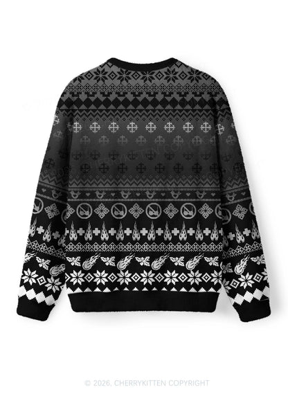 Black Freak Y2K Christmas Knit Sweatshirt Cherrykitten