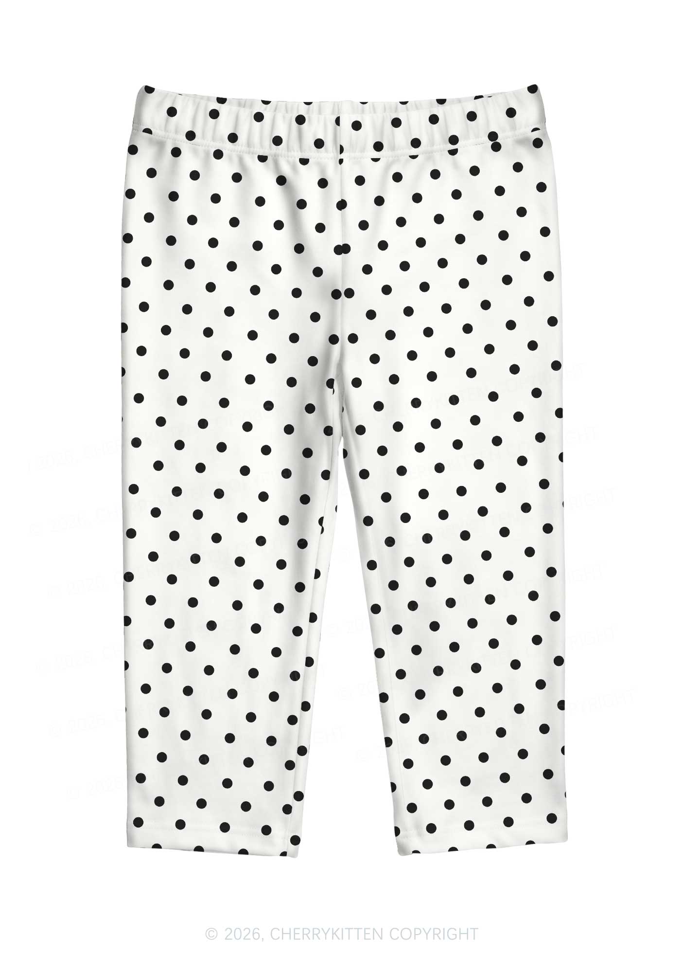 Black Dots On White Y2K Print Capri Pants Cherrykitten