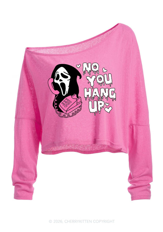 Halloween No You Hang Up Y2K Off Shoulder Long Sleeve Crop Top Cherrykitten