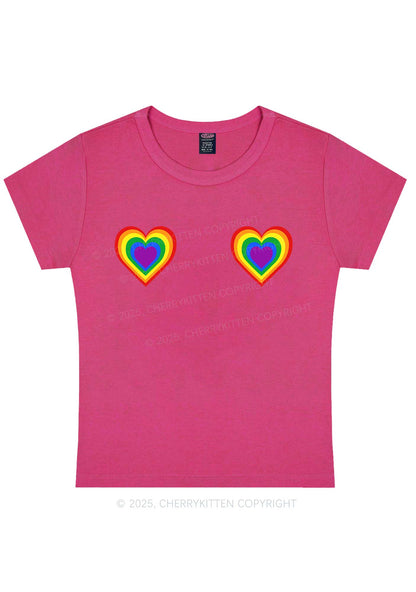 Rainbow Heart Pride Y2K Baby Tee Cherrykitten