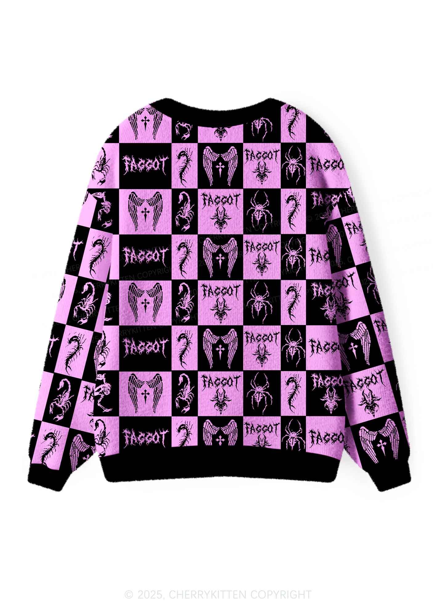 Purple Punk Faggot Pride Y2K Christmas Cardigan Knit Sweatshirt Cherrykitten