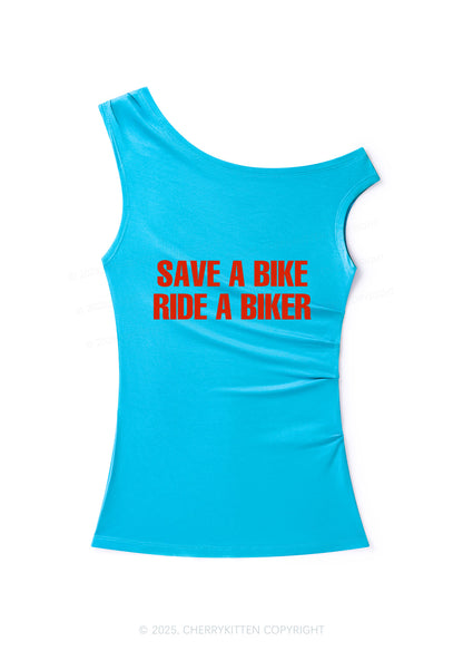Save Bike Ride Biker Y2K Off Shoulder Tank Top Cherrykitten