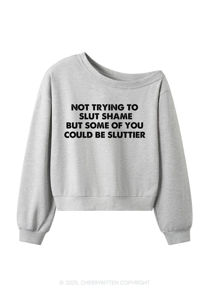Not Trying To Slxt Shame Y2K Off Shoulder Sweatshirts Cherrykitten