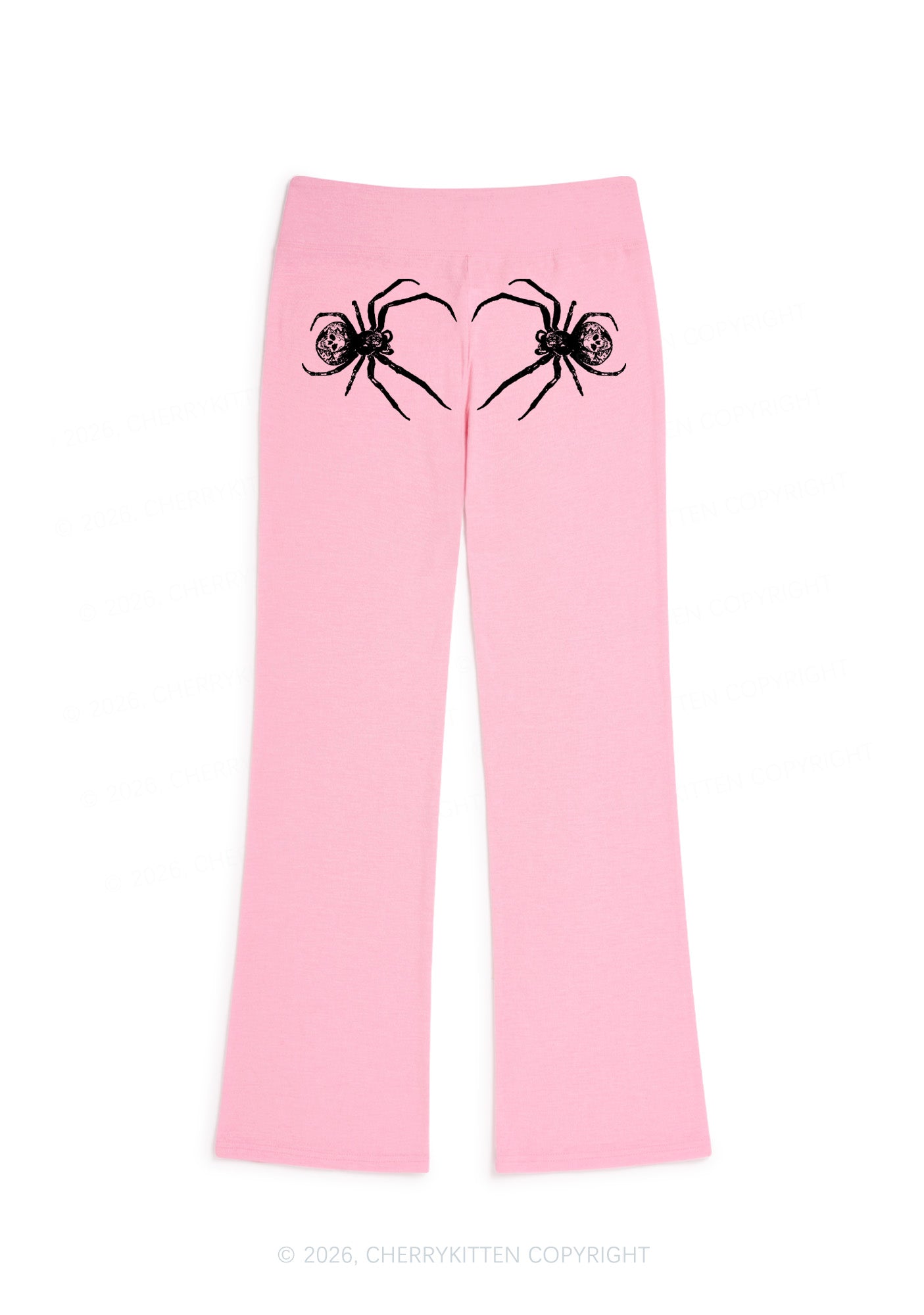 Skull Spider Y2K Low Rise Drawstring Flare Pants Cherrykitten
