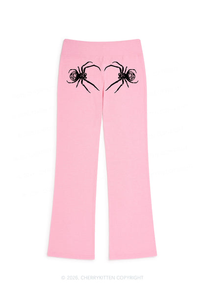 Skull Spider Y2K Low Rise Drawstring Flare Pants Cherrykitten