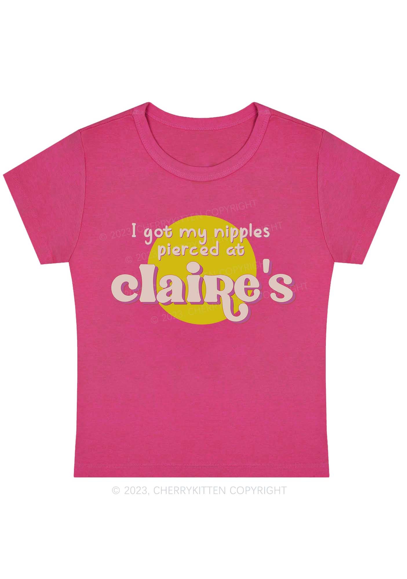 I Got Pierced At Claire's Y2K Baby Tee Cherrykitten