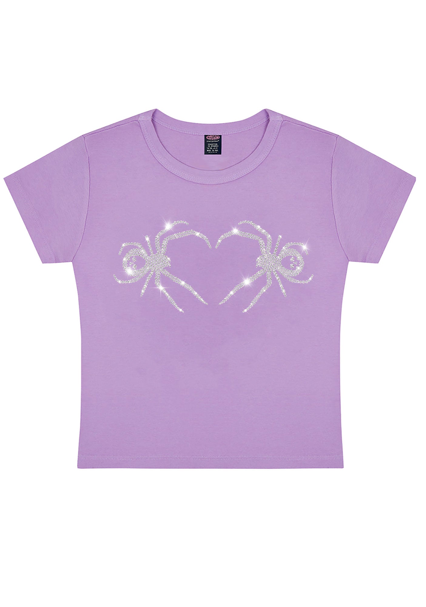 Rhinestone Skull Spider Y2K Baby Tee Cherrykitten