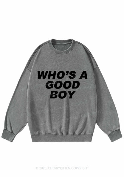 Whos A Good Boy Y2K Washed Sweatshirts Cherrykitten