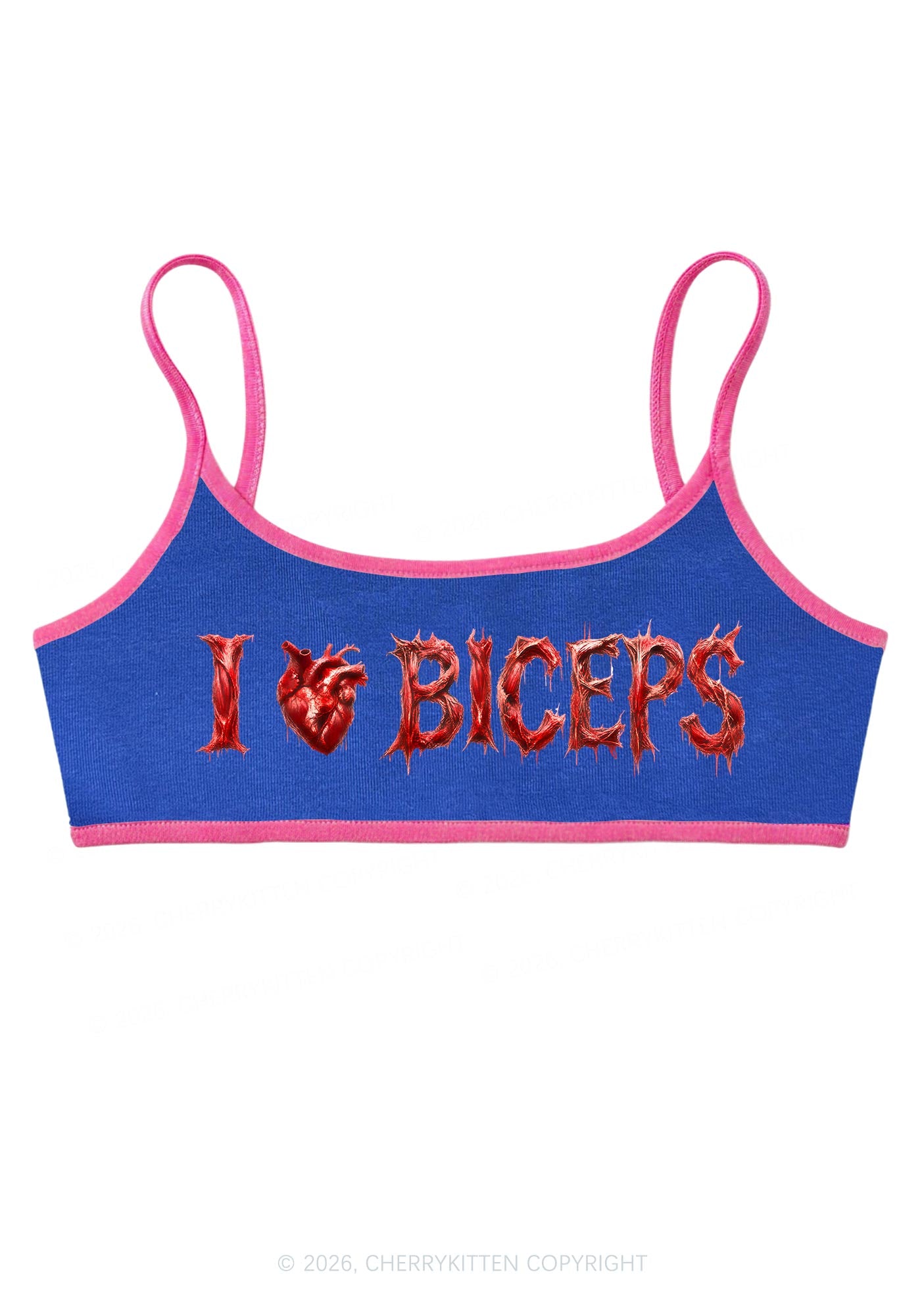 Halloween Gore Heart I Love Biceps Y2K Super Crop Cami Cherrykitten