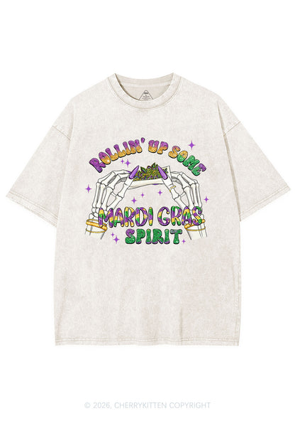 Rollin Up Mardi Gras Spirit Y2K Shirts Washed Tee Cherrykitten