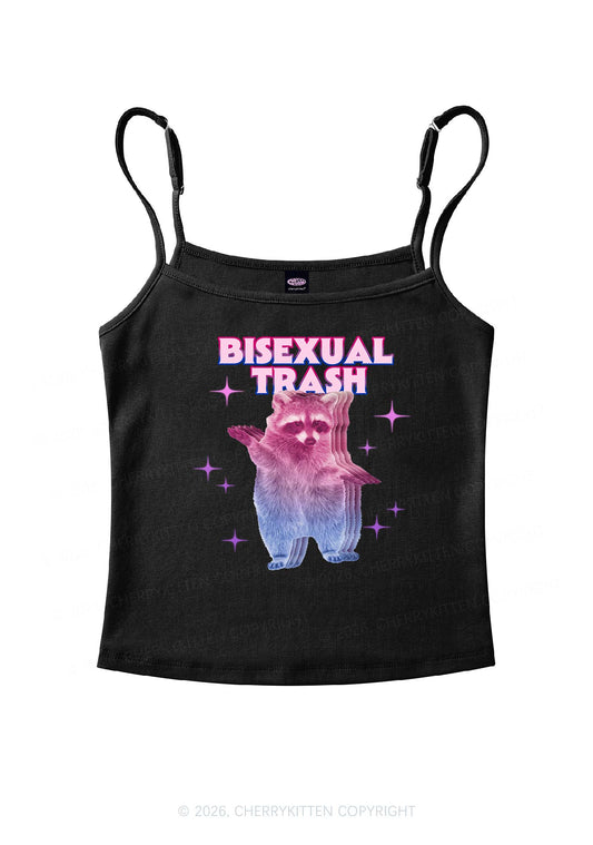 Bisexual Trash Raccoon Pride Y2K Spaghetti Strap Cami Cherrykitten