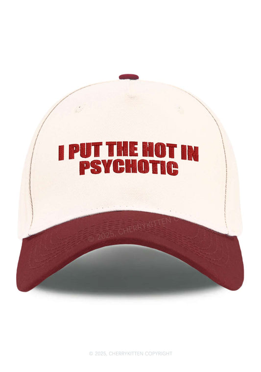 I Put The Hot In Psychotic Y2K Color Block Baseball Cap Cherrykitten