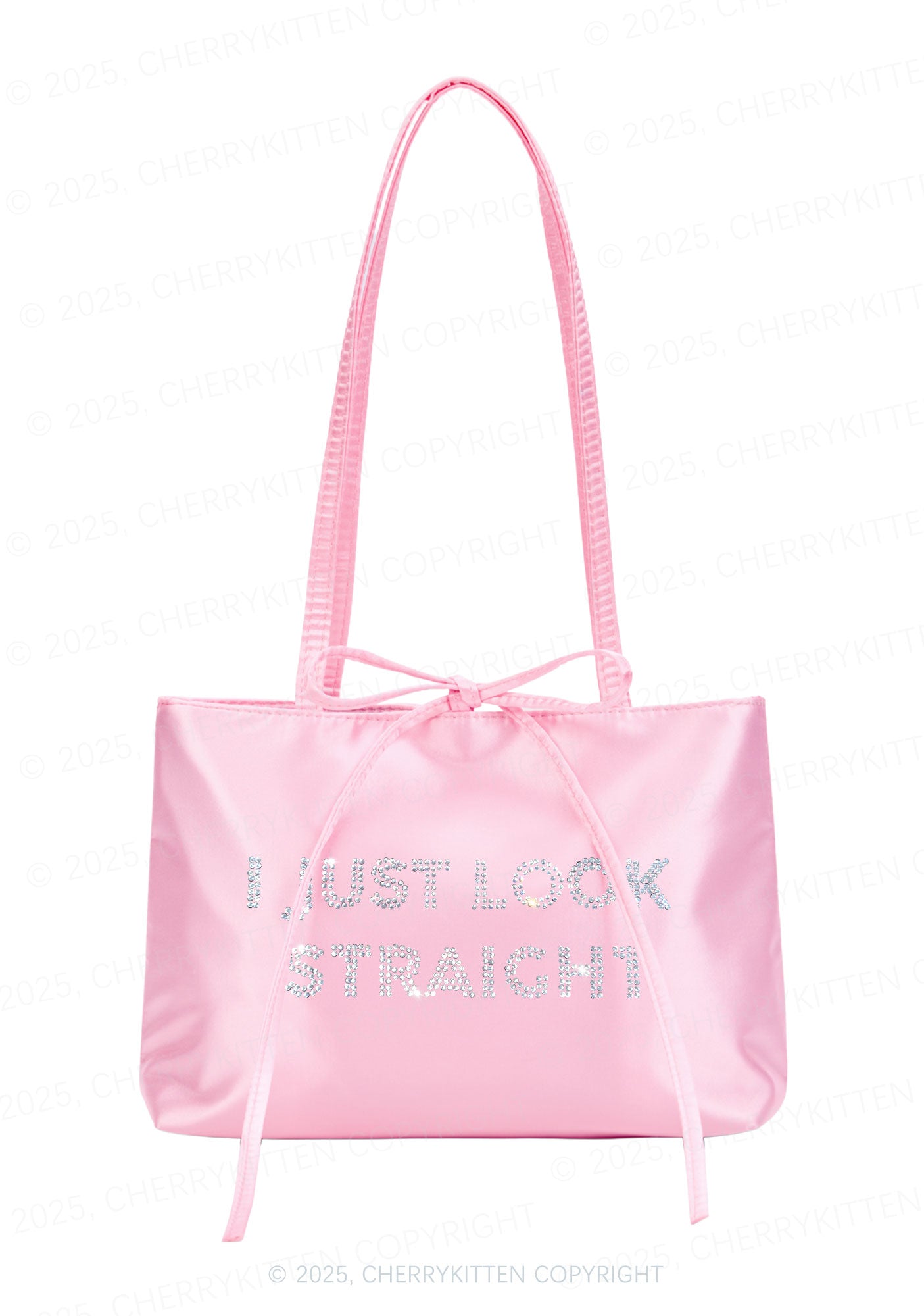 Rhinestone I Just Look Straight Pride Y2K Satin Bags Cherrykitten