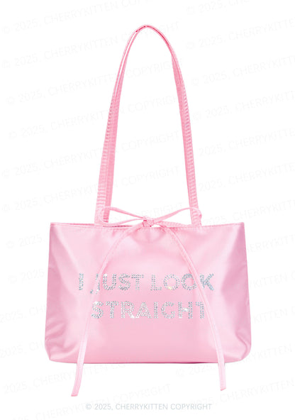 Rhinestone I Just Look Straight Pride Y2K Satin Bags Cherrykitten