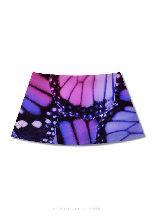 Bisexual Butterfly Wing Pride Y2K Print Mini Skirt Cherrykitten