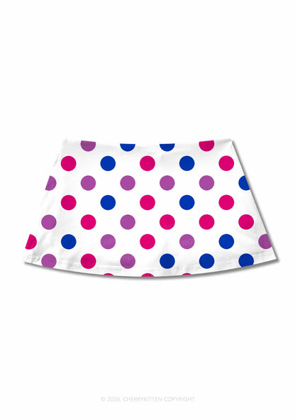 Bisexual Dots On White Pride Y2K Print Mini Skirt Cherrykitten