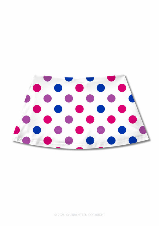 Bisexual Dots On White Pride Y2K Print Mini Skirt Cherrykitten