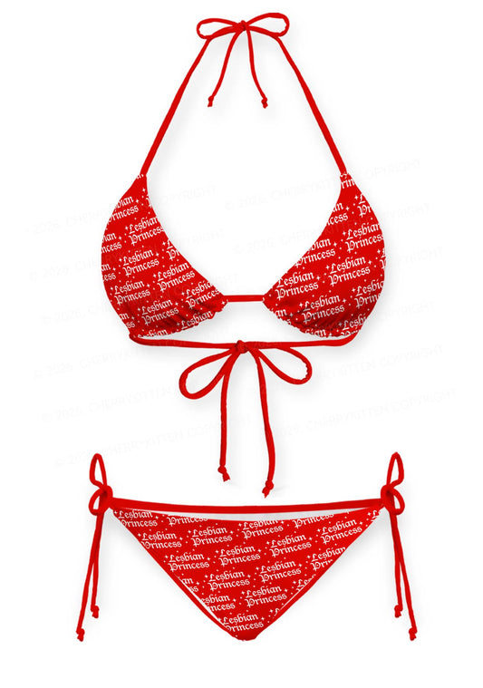 Lesbian Princess Pride Y2K Print Bikini Set Cherrykitten