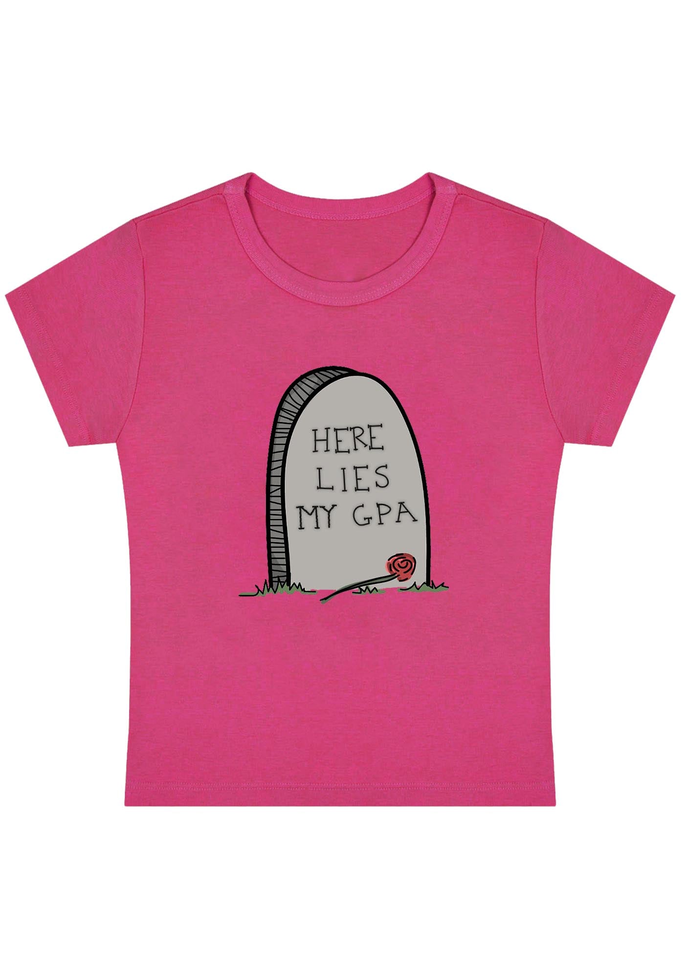 Curvy Here Lies My GPA Baby Tee