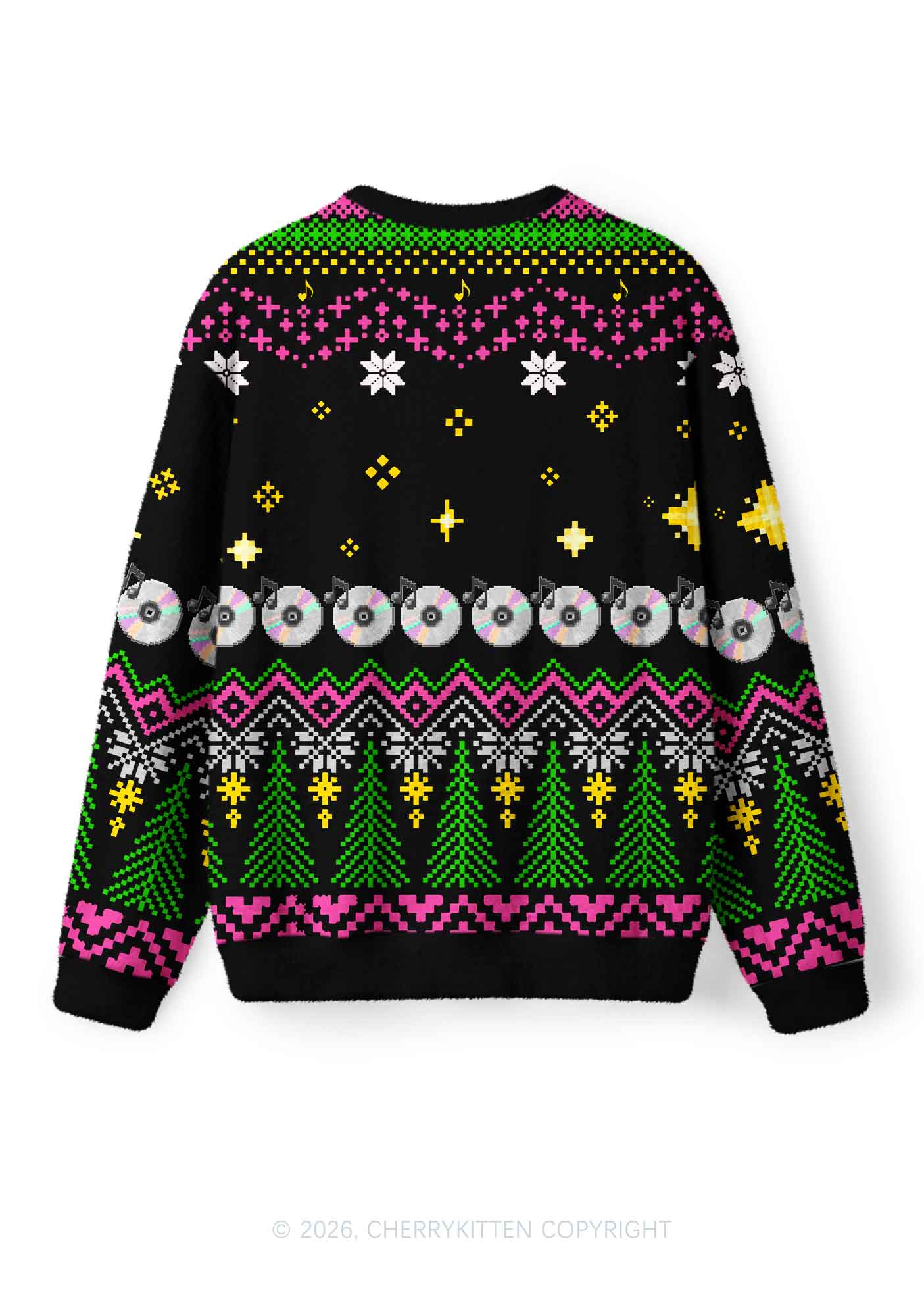 Ride A DJ Y2K Christmas Knit Sweatshirt Cherrykitten