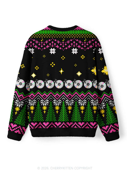 Ride A DJ Y2K Christmas Knit Sweatshirt Cherrykitten