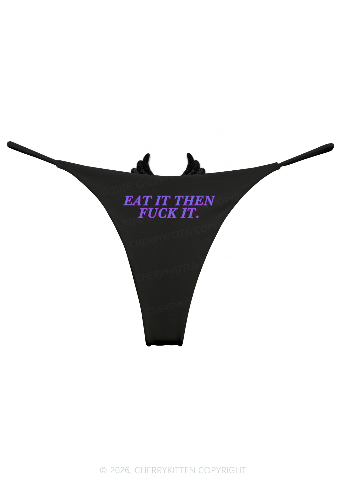 Eat It Y2K Bikini String Thong With Black Wings Cherrykitten
