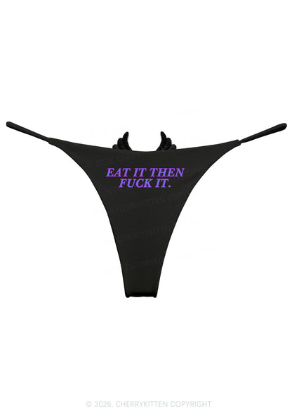 Eat It Y2K Bikini String Thong With Black Wings Cherrykitten